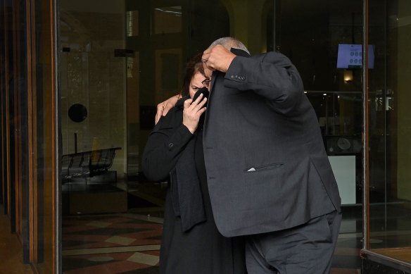 Gladiss Mahfouz (left) and Fawaz Mahfouz leave Downing Centre District Court after Gladiss was sentenced for drug supply.