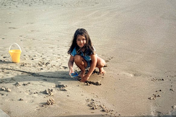 The author as a child on Corindi Beach.