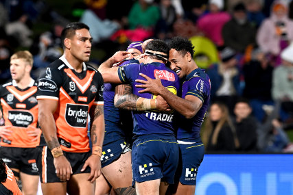 Melbourne ran in the first 10 tries before the Tigers managed to respond with one of their own.
