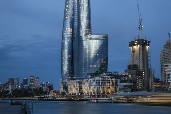 The $2.2 billion tower of Crown Sydney, where the gaming floors remain shut. 