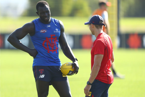 Majak Daw will line up for Melbourne in the VFL on Monday.