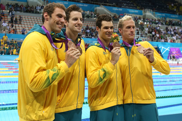 Christian Sprenger, James Magnussen, 
 Matt Targett and Hayden Stoeckel risk being stripped of their medal.