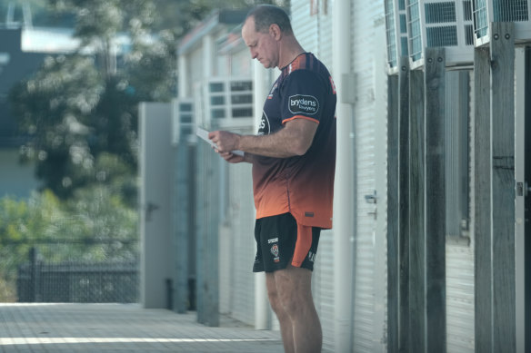 Michael Maguire just moments before he was sacked by the Tigers in June.