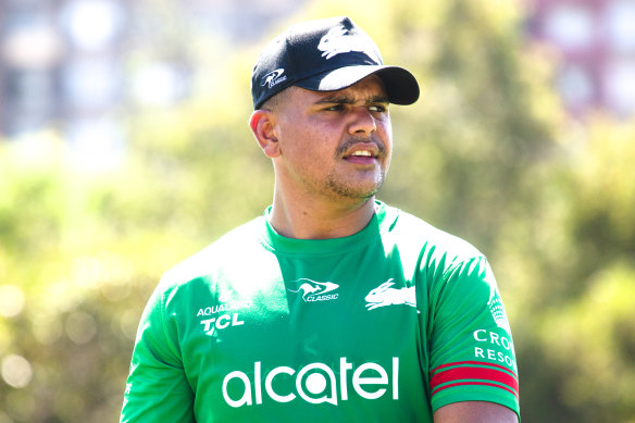 Latrell Mitchell training with Souths on Friday.