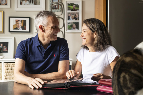 Husband and wife Ilana and Grant McCorquodale are both working from home.