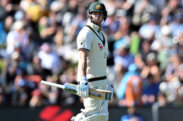 Steve Smith managed scores of 11 and nine opening the batting in Christchurch.