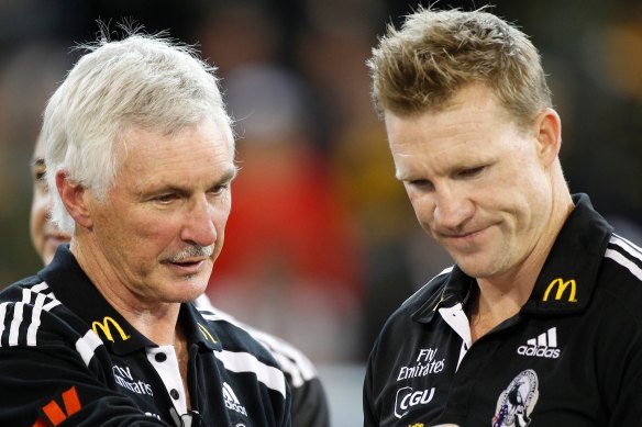 Mick Malthouse and Nathan Buckley in 2011, before Buckley took the reins from his mentor.