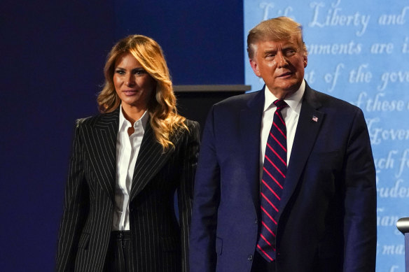 Melania Trump and Donald Trump, pictured after his debate with Democrat candidate Joe Biden, days before the Trumps tested positive for COVID-19.