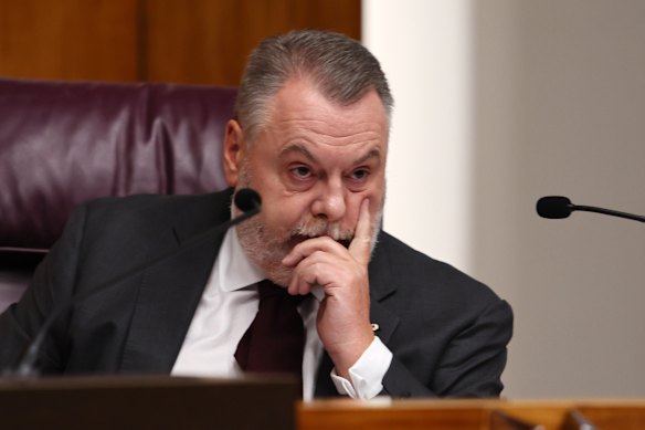 Commissioner Stuart Wood during the Commission of Inquiry into the CFMEU.