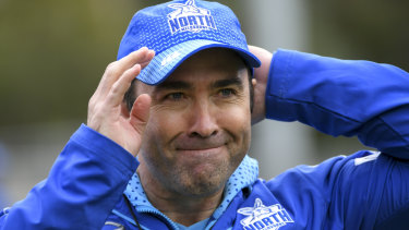 North Melbourne coach Brad Scott at training on Wednesday.