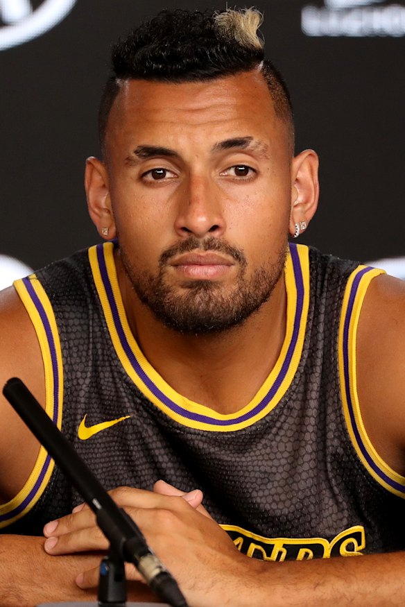 Nick Kyrgios at an Australian Open media conference.
