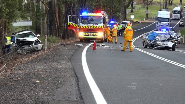 Two people were killed in when a sedan and a four-wheel drive collided head-on on the Princes Highway at Jerrawangala. 