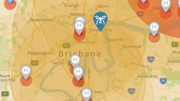 Most of Brisbane seems to be a no-go zone for drones under 100 grams because of restrictions around helicopter pads.