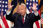 Donald Trump told a crowd “only a Hispanic could survive that fall” in a bizarre White House speech.