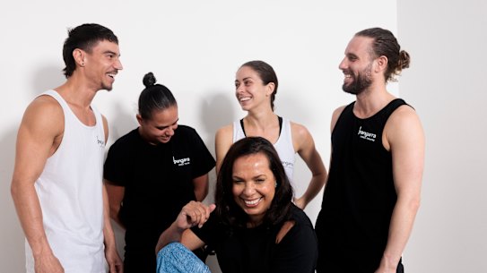 Frances Rings with dancers Amberlilly Gordon, Rikki Mason, Courtney Radford and Bradley Smith. 