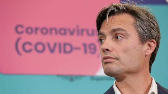 Deputy chief medical officer Nick Coatsworth provides an update on COVID-19 coronavirus during a press conference in Canberra.