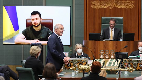 Scott Morrison has announced Australia will send armoured vehicles to Ukraine after President Volodymyr Zelensky asked for them in his address to Parliament on Thursday.