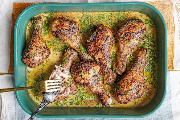 One-tray spiced chicken drumsticks make the most of the cheap cut.