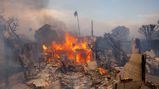The Palisades Fire burns a property in the Pacific Palisades neighbourhood of Los Angeles.