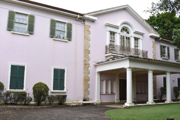 The property, as seen through the gates on Wynnum Road.