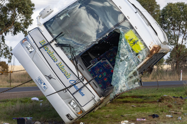 The scene at the Exford school bus crash site.