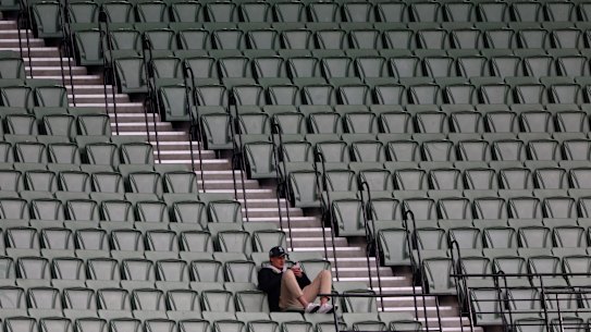 A lone spectator at the MCG.