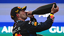 Race winner Max Verstappen of the Netherlands and Oracle Red Bull Racing celebrates with champagne.