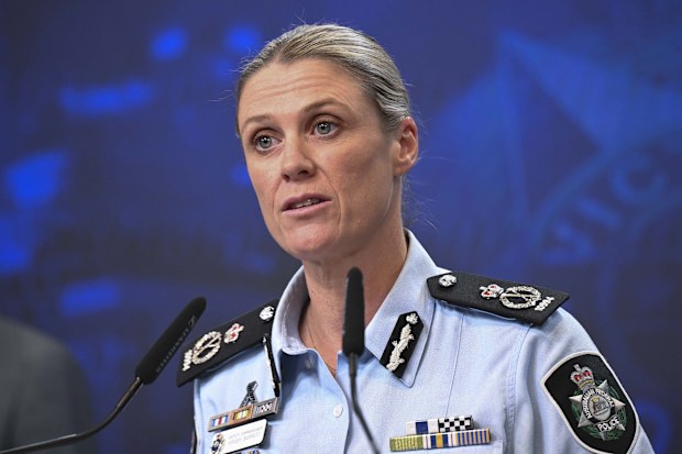 AFP Deputy Commissioner Krissy Barrett at a press conference.