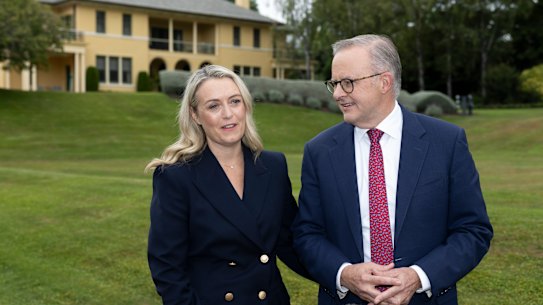 The couple laughed off questions about their wedding date. 