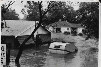 The scene at Newbridge Road, Moorebank, in November 1961.