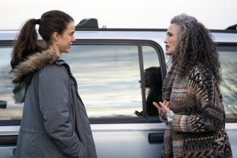 Margaret Qualley and her real-life mother Andie MacDowell in the gritty drama Maid.