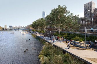 An artist’s impression of how Greenline might look near Flinders Street Station.