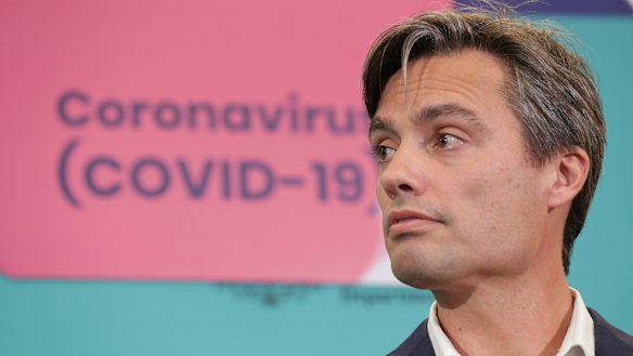 Deputy chief medical officer Nick Coatsworth gives an update on COVID-19 during a press conference in Canberra.