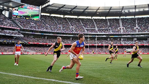 Packed to the rafters: A big crowd was in attendance at the MCG to watch Richmond take on Brisbane in the last home-and-away round of the year.