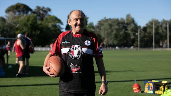 Manuel Xyrakis in footy mode. The family is long-time sponsors of the Ainslie Football Club.