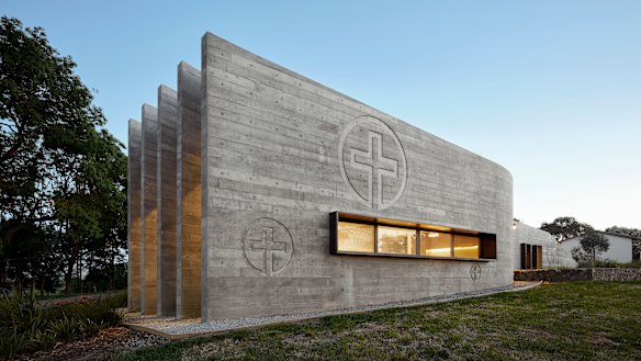 A concrete fire shelter on display as part of the ADC exhibition.