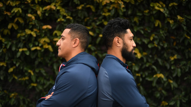Roosters props Sio Siua Taukeiaho and Isaac Liu are ready to take the fight to Storm pair Jesse Bromwich and Nelson Asofa-Solomona.