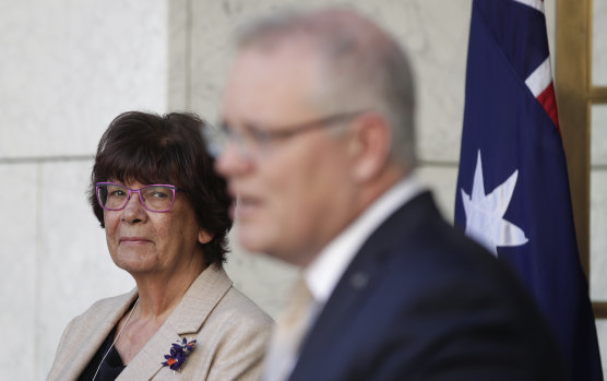 Pat Turner in July with Prime Minister Scott Morrison.