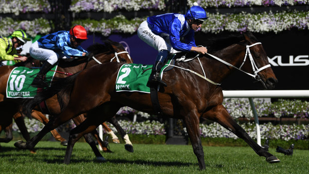 No worries: jockey Hugh Bowman said he knew Winx was home 300m from the finish in the Turnbull Stakes.