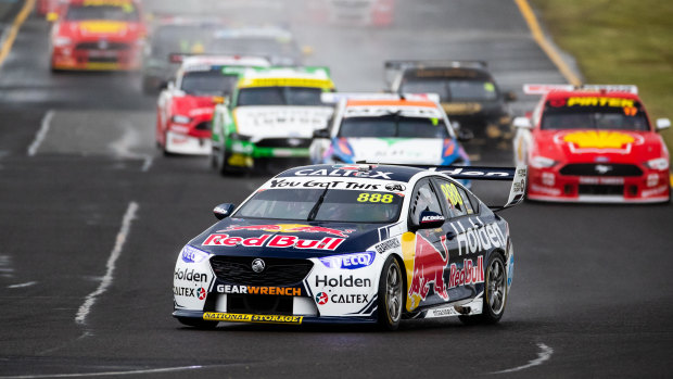 Jamie Whincup behind the wheel for Red Bull Holden Racing at Sandown last year. 