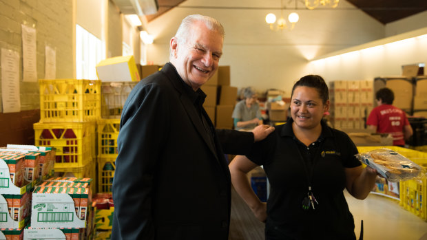 The Reverend Bill Crews with Danielle Drader, who oversees the donations, at the Exodus Foundation. 