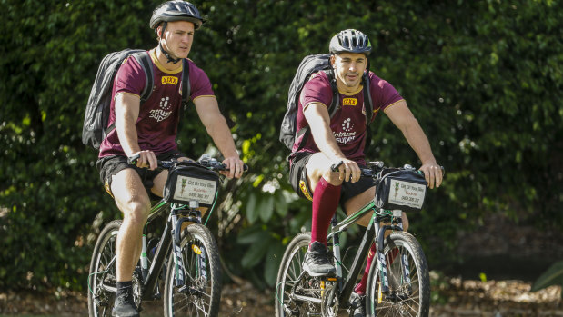 Fitting in: Cherry-Evans in Maroons camp this week with Billy Slater.