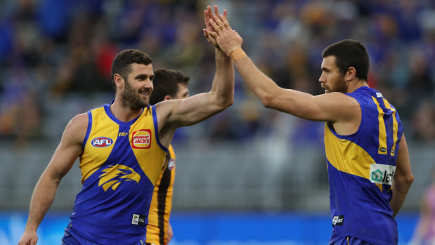 West is best: Eagles Jack Darling and Josh Kennedy.
