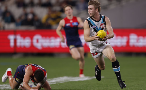 Jason Horne-Francis was one of Port Adelaide’s best players against Melbourne.