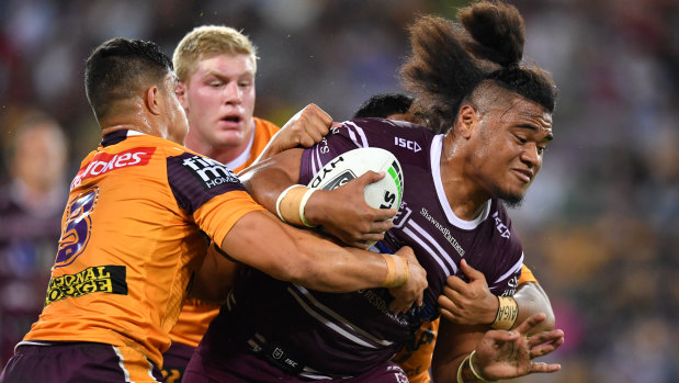Third time lucky: Moses Suli is making his mark at Manly after being shown the door at the Tigers and Bulldogs.