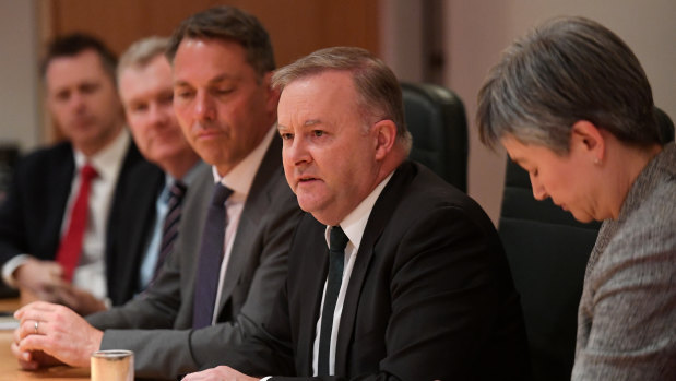 Federal Opposition Leader Anthony Albanese is seen during a shadow cabinet meeting in Brisbane
