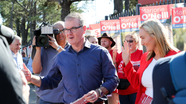 Michael Daley as leader on the hustings during the 2019 state election.