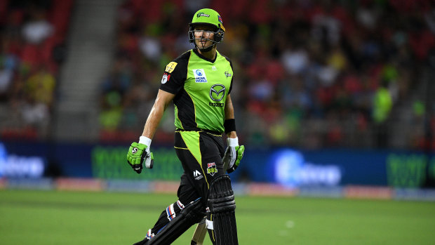 Crushed: Shane Watson does not look happy after being dismissed cheaply at Spotless Stadium.