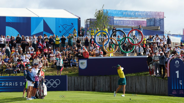 Hannah Green on the first tee.