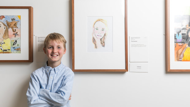 Harvey Heazlewood, 8, won the youngest category of the Young Archie with a drawing of his sister, 'The Dreamer'. 